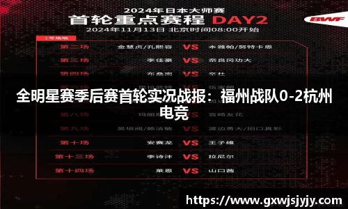 全明星赛季后赛首轮实况战报：福州战队0-2杭州电竞